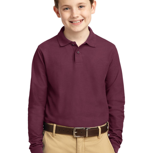 Youth Long Sleeve Silk Touch Polo Thumbnail